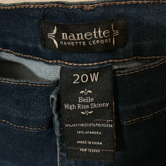 Nanette Lepore Dark Blue High Rise Skinny Jeans 20W nwt - Picture 2 of 3